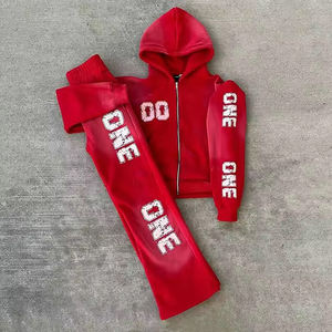 Chándales de lavado ácido, sudadera con capucha y pantalones de chándal acampanados de pierna recta, chándal para hombres, Conjunto de jogging Vintage personalizado - Product Image 3