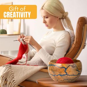 Bol de fil en bois pour tricoter Bol au crochet Bol au crochet Grand crochet Accessoires de stockage de fil Support de boule de fil - Product Image 4