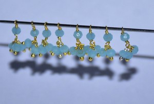 Chapado en oro de alta calidad 1 + 3 cuentas facetadas Aqua Calcedonia alambre envuelto encantos. Abalorios collar pendiente encantos para la fabricación de joyas - Product Image 6