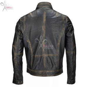 Chaqueta de Motociclista Unisex de Cuero PU con Cuello Alto, Tela de Lona, Color Negro Marrón, Cuero Premium Desgastado para Motocicleta - Product Image 3