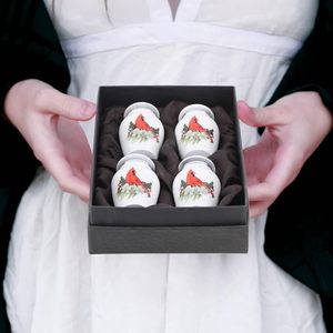 Petites urnes souvenir d'oiseau cardinal | pour les cendres humaines | Fabriquées à la main | Mini urne ensemble de 4 avec boîte de qualité supérieure et entonnoir - Product Image 2