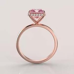 แหวนประดับเพชรสีชมพูประกายประกายทอง14K สำหรับผู้หญิงแหวนหมั้นเพชรสำหรับงานแต่งงานเจ้าสาว - Product Image 3