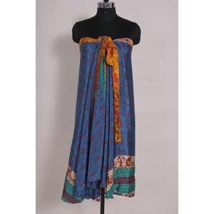 Reversible Magic Wrap <b>Skirt</b> Women Vintage Art Silk, 2 Layer Poly Silk <b>Long</b> <b>Skirt</b>, Multi Color Short Dress - Product Image 5