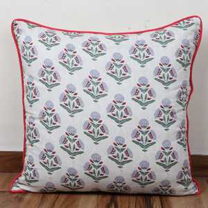 Jaipuri Sanganeri-funda de cojín de algodón puro con estampado Floral, estilo lateral, indio, hecho a mano, W46 - Product Image 3