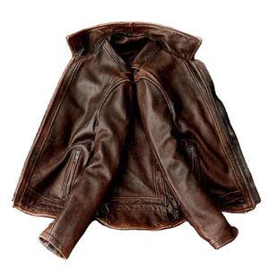 Chaqueta de Motociclista de Cuero Vacuno Marrón Vintage, Nueva, Entallada, a la Moda, para Hombre, de Cuero Genuino, Impermeable, Talla Grande - Product Image 5