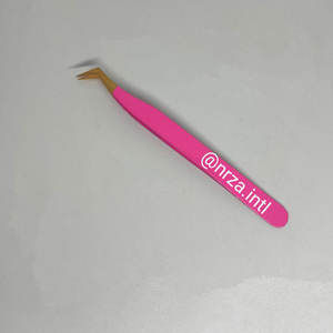 Pince à épiler professionnelle d'extension de cils à 90 degrés marque privée personnalisée forte tenue mince extension de cils mince en acier inoxydable - Product Image 4