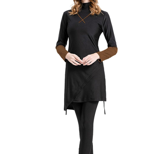 Traje de Baño Burkini de Dos Piezas para Mujer, Talla Grande, Estilo Islámico Modesto, Cobertura Completa, Sujetador, Mangas Largas, Estampado, Secado Rápido, Antibacteriano - Product Image 1