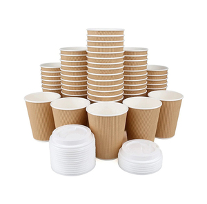 Tasse en papier ondulation triple paroi de haute qualité de 20oz conception de logo personnalisé service de café kraft/noir/blanc résistant à la chaleur - Product Image 1