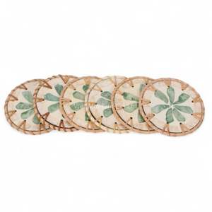 Sous-verre en nacre de qualité supérieure avec bordure en rotin naturel pour table à manger, décoration de restaurant et idées cadeaux - Product Image 2