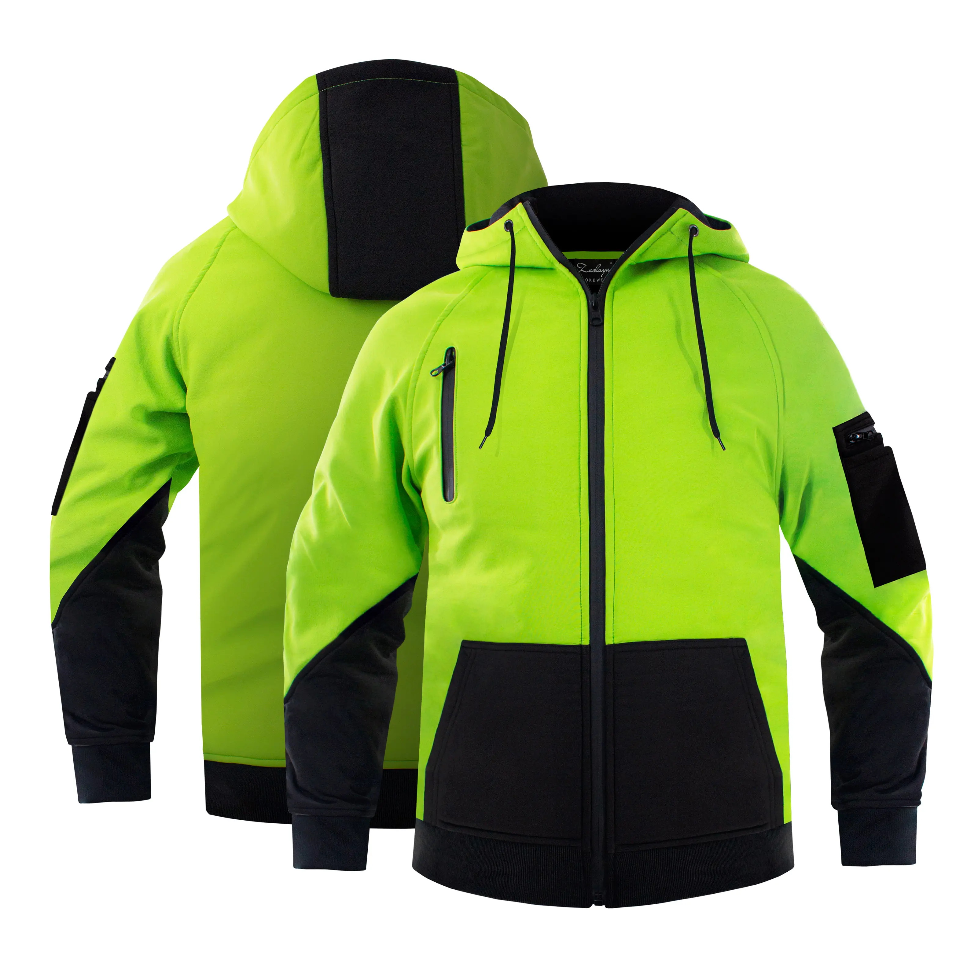 도매 높은 가시성 슈퍼 품질 작업 유니폼 하이비스 반사 안전 운동복 재킷 후드