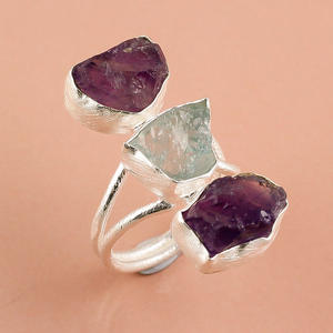 Bague de mode pour filles en argent sterling 925 Citrine naturelle grenat aigue-marine pierres précieuses fabricant de bijoux en argent 925 fin - Product Image 2