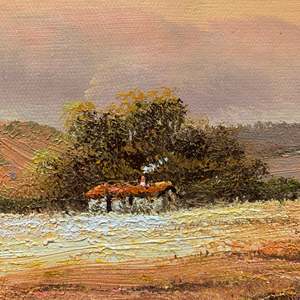 20 \ "X 24 \" pitture ad olio dipinte a mano di arte arte classica disegno del campo in stile Art déco blu incorniciato arte della parete per il soggiorno - Product Image 4