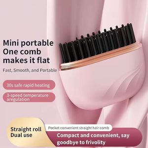 Mini brosse lissante chauffante sans fil, réglable sur 3 températures (160/180/200), outil capillaire portable longue durée pour la maison - Product Image 2