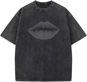 High-End 300GSM Drop Shoulder Acid Washed T-Shirt Unisex Vintage Distressed Custom Size Streetwear t shirts customize unisex - Product Image 2
