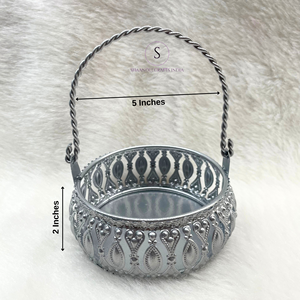 Panier de table design pour fleurs et paniers argentés pour mariage, Haldi, Mehndi et cadeaux de remerciement - Product Image 2