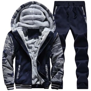 ชุดวอร์มลำลองมีฮู้ดสำหรับผู้ชาย, เสื้อกันหนาวแฟชั่นมีซิป2ชิ้นกันลมฤดูหนาวฤดูใบไม้ร่วง - Product Image 4