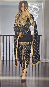 Nouveau Designer Collection Heavy Pure Chinon Séquence Travail Et Broderie Top Et Dhoti Salwar Avec Dupatta Au Prix De Gros - Product Image 2