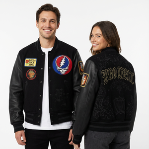 Chaqueta de Béisbol Collage para Hombre, Cómoda, en Oferta, Personalizable, Unisex, Cuerpo de Lana, Mangas de Cuero PU, Parche de Calavera, Chaquetas Universitarias - Product Image 5