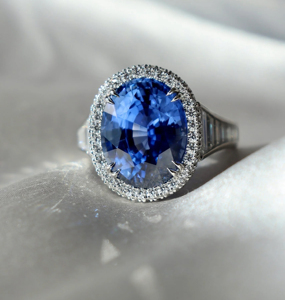 Luxury Oval Blue Sapphire Halo Ring for Women 925 Sterling Silver Diamond Look Vintage Engagement Wedding Jewelry Wholesale - Product Image 5