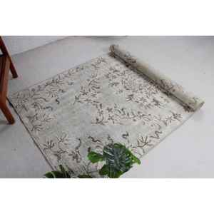 Alfombra Turca Vintage de 4.1x7.6 pies, Alfombra Gris Ombré de Lana - Product Image 5