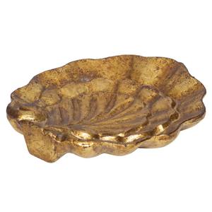 Plat en forme de feuille d'or antique pour décoration Diwali et Puja Un plateau en métal traditionnel pour Prasad, Diyas ou friandises festives - Product Image 2