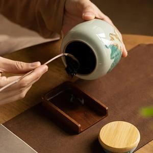 Tarro de Almacenamiento Decorativo de Cerámica con Tapa de Madera, Diseño Botánico Elegante, Recipiente Hermético para Cocina, Organizador de Despensa - Product Image 5