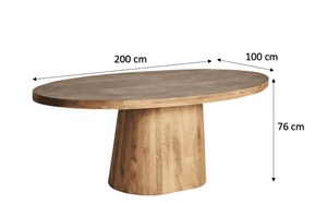 Mesa de comedor de madera maciza de construcción robusta de forma ovalada versátil moderna para espacios de comedor elegantes - Product Image 6