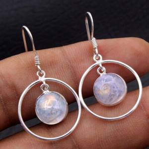 Pendientes Colgantes de Piedra Lunar con Aspecto Elegante, Plata de Ley Chapada en Oro, Engaste de Bisel, Regalo de Aniversario de Bodas, Joyería - Product Image 3