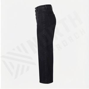 Pantalones Vaqueros de Mezclilla Elásticos de Pierna Ancha y Cintura Alta para Mujer, Ajustados, Casuales, Lavables, con Diseño Sólido, Estilo Sexy de Verano - Product Image 3