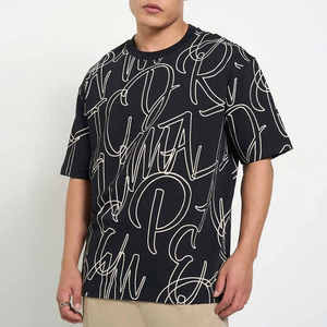 T-shirt en éponge surdimensionné à col rond le plus populaire pour hommes Matériau souple Design personnalisé Streetwear pour hommes - Product Image 1