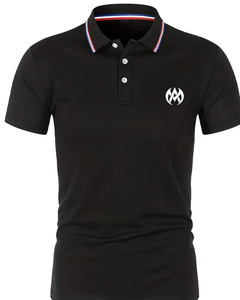 เสื้อยืดแขนสั้นสำหรับผู้ชายสำหรับฤดูร้อน2025ระบายอากาศได้ดีสวมใส่สบายสำหรับเสื้อโปโลลายทางสีทึบขายดี - Product Image 1