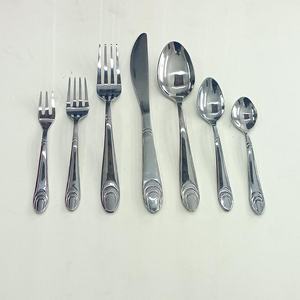 New Silver Polished Flat Handle Cutlery Set <b>Kitchen</b> <b>Accessories</b> and Dining Collections Spoon Fork & Knife Shine Cutlery Set - Product Image 1