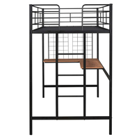 Lit mezzanine moderne en métal réglable avec bureau et rangement pliable pour appartements, hôtels, villas, chambres et salons