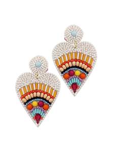 Boucles d'oreilles pendantes à la mode fantaisie joyeuses et lumineuses avec broderie de perles de rocaille de luxe à la main Design multicolore à la mode unisexe - Product Image 3