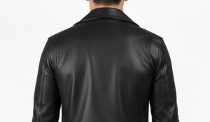 Veste en cuir de vache pour homme, design personnalisé noir foncé, fermeture éclair décontractée, couleur unie, col montant, logo frontal, streetwear, hiver - Product Image 4