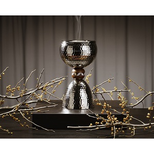 Nickle Plated Metal Hammered Incense Holder Ramadan Decoration <b>Oud</b> Mabkhara <b>Bakhoor</b> Incense Holder for Home Fragrance - Product Image 2