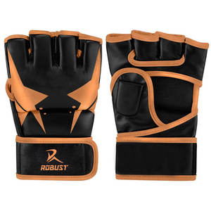 Gants de MMA en cuir pour l'exercice et les entraînements de boxe avec design flexible, fermeture auto-agrippante et grip antidérapant - Product Image 1