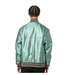 Veste bomber en satin, vestes universitaires, vestes de baseball universitaires, vente en gros OEM, vêtements pour hommes en vrac, broderie vierge, soie, baseball - Product Image 3