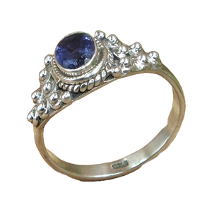 Bague de créateur en argent sterling 925 avec pierre précieuse bleue iolite naturelle, faite à la main, pour femmes - Product Image 1