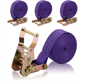 Versatile 38mm Purple Polyester High-Strength Ratchet Strap Tie Cam Buckle Metal Hook Transportation Cargo Securing Strap - Product Image 2