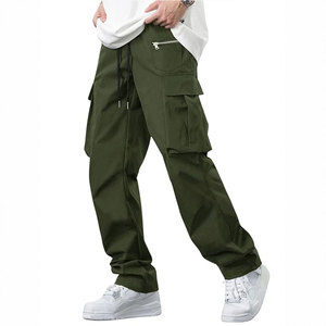 KATBROS INDUSTRY Men's Olive Green 100% Cotton Eco-Friendly <b>Waterproof</b> Breathable Cargo Pants Multiple Pockets Elastic <b>Trousers</b> - Product Image 4