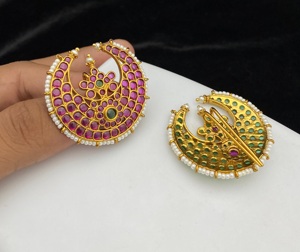 Esmalte antiguo de diseñador de calidad superior con aspecto de piedras, joyería para el cabello, estilo tradicional, acabado dorado para ropa de boda para mujer - Product Image 2