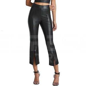 Pantalons en cuir évasés personnalisables pour femmes, dernier design décontracté avec devant plat, prix de gros - Product Image 1