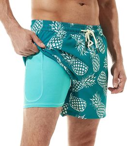 Maillot de bain de plage pour homme en maille respirante 100% polyester à séchage rapide, imprimé ananas personnalisé, taille XXL Plus, imprimé intégral de luxe, taille XL - Product Image 1