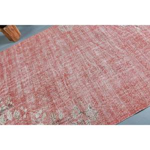 Alfombra turca vintage, rojo, blanco, 5,3x8,7 pies, área grande de lana con respaldo de látex, patrón de retazos para entrada, pasillo o habitación - Product Image 5