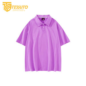 Camisa de Punto de Manga Corta para Hombre, 100% Algodón, Anti-Pilling, Diseño de Cuello Estampado con Patrón Sólido, Logotipo Personalizado, 180g - Product Image 3