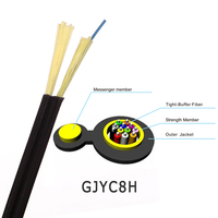 Cable de Fibra Óptica Plano FTTH de 1 Núcleo G652D, Cable Mini Fig8 de 2 Núcleos, Cable de Fibra Óptica con Hilo de Aramida de 0.9MM y Buffer Ajustado GJYC8H