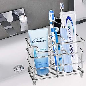 Métal Porte-Brosse À Dents En Acier Inoxydable Chrome Brosse À Dents Nettoyant Rangement Salle De Bain - Product Image 3