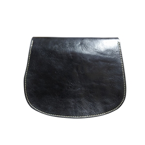 Bolso de Hombro Marroquí Negro Ónix Premium – Cuero de Grano Completo Cosido a Mano por Artesanos - Product Image 4
