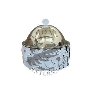 Belle marmite en acier inoxydable noir avec couvercle argenté, design luxueux, écologique pour les événements et la décoration de table élégante, cadeau en Inde - Product Image 2